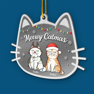Parfaitement festif et joyeux - Ornement personnalisé en forme de chat - Métal sur mesure - Cadeau de Noël pour les propriétaires et les amoureux des animaux