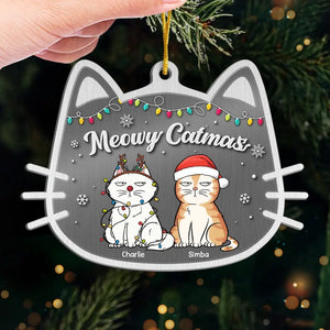 Parfaitement festif et joyeux - Ornement personnalisé en forme de chat - Métal sur mesure - Cadeau de Noël pour les propriétaires et les amoureux des animaux