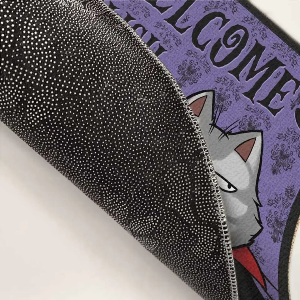 Bienvenue, mortels insensés ! Tapis décoratif personnalisé pour chien et chat ! Cadeau d'Halloween pour les propriétaires et les amoureux des animaux.