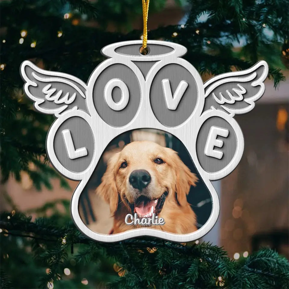 Photo personnalisée « Nous restons à jamais liés » - Ornement commémoratif personnalisé - Forme personnalisée en métal - Cadeau de condoléances, cadeau de Noël pour les propriétaires d'animaux de compagnie et les amoureux des animaux