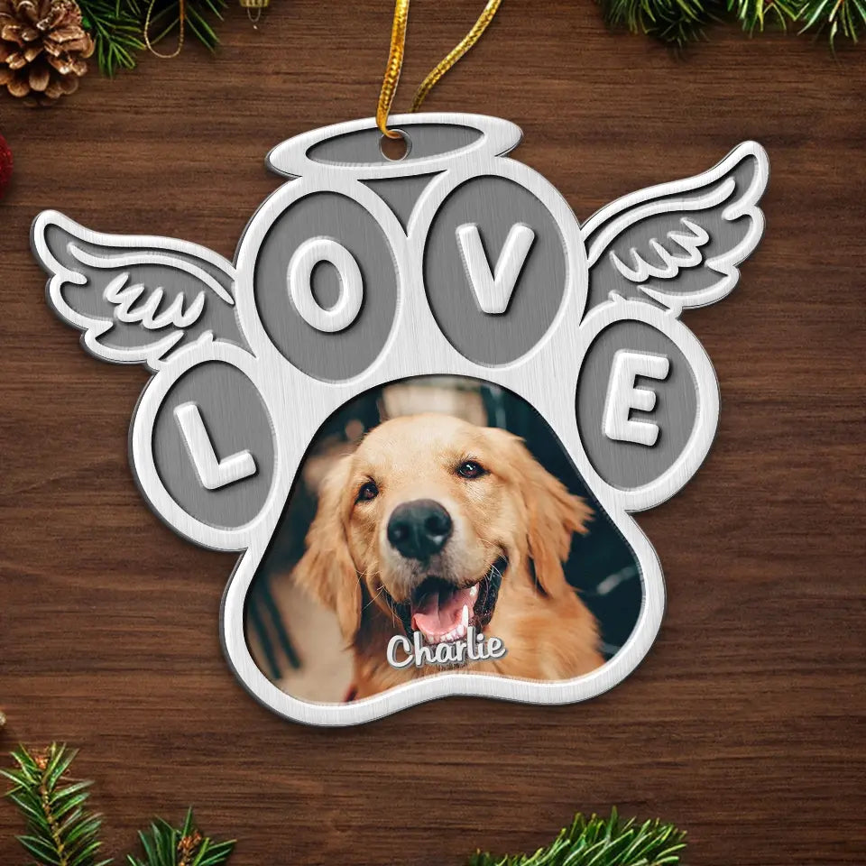 Photo personnalisée « Nous restons à jamais liés » - Ornement commémoratif personnalisé - Forme personnalisée en métal - Cadeau de condoléances, cadeau de Noël pour les propriétaires d'animaux de compagnie et les amoureux des animaux