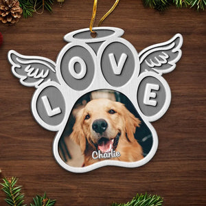 Photo personnalisée « Nous restons à jamais liés » - Ornement commémoratif personnalisé - Forme personnalisée en métal - Cadeau de condoléances, cadeau de Noël pour les propriétaires d'animaux de compagnie et les amoureux des animaux