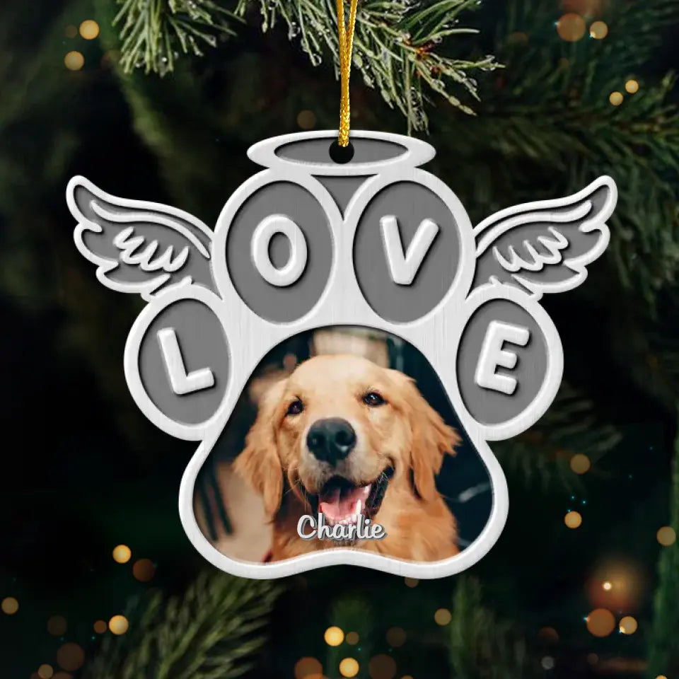 Photo personnalisée « Nous restons à jamais liés » - Ornement commémoratif personnalisé - Forme personnalisée en métal - Cadeau de condoléances, cadeau de Noël pour les propriétaires d'animaux de compagnie et les amoureux des animaux