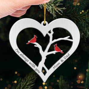 Les cardinaux apparaissent à proximité des anges - Ornement commémoratif personnalisé - Forme en métal personnalisée - Cadeau de condoléances, cadeau de Noël pour les membres de la famille