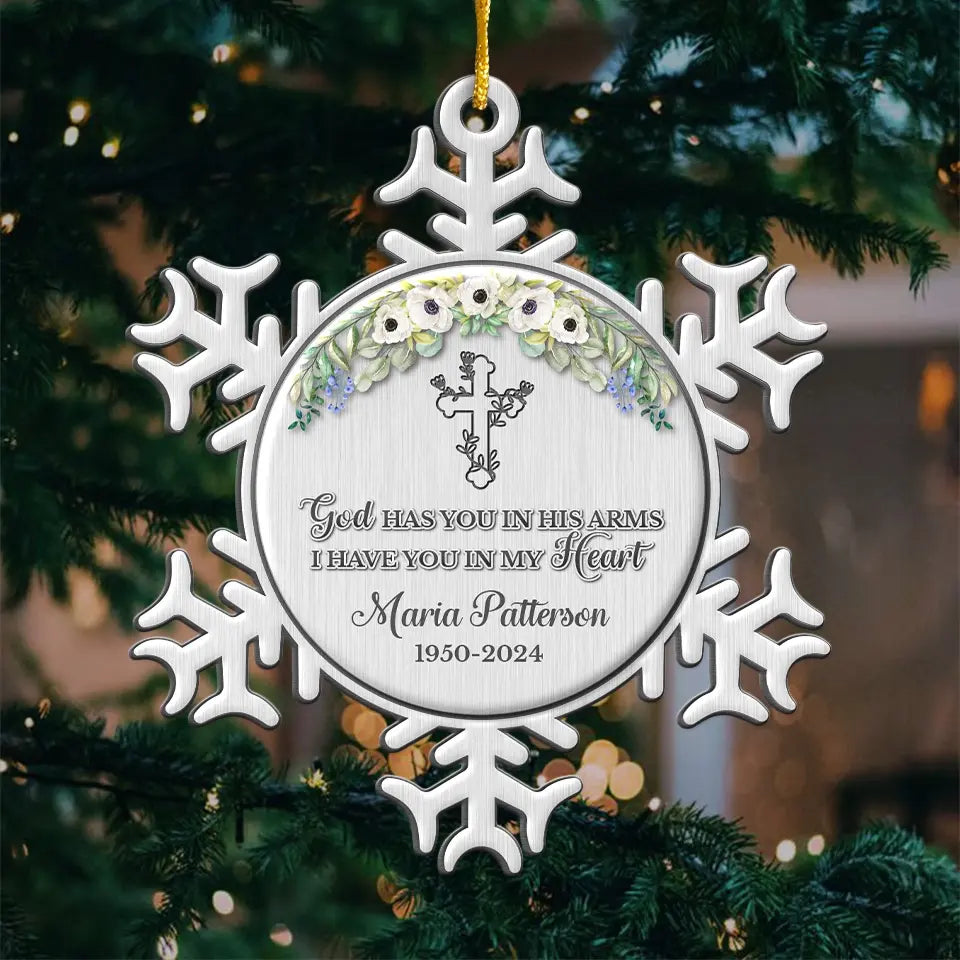 Je t'ai dans mon cœur - Ornement commémoratif personnalisé - Forme personnalisée en métal - Cadeau de condoléances, cadeau de Noël pour les membres de la famille