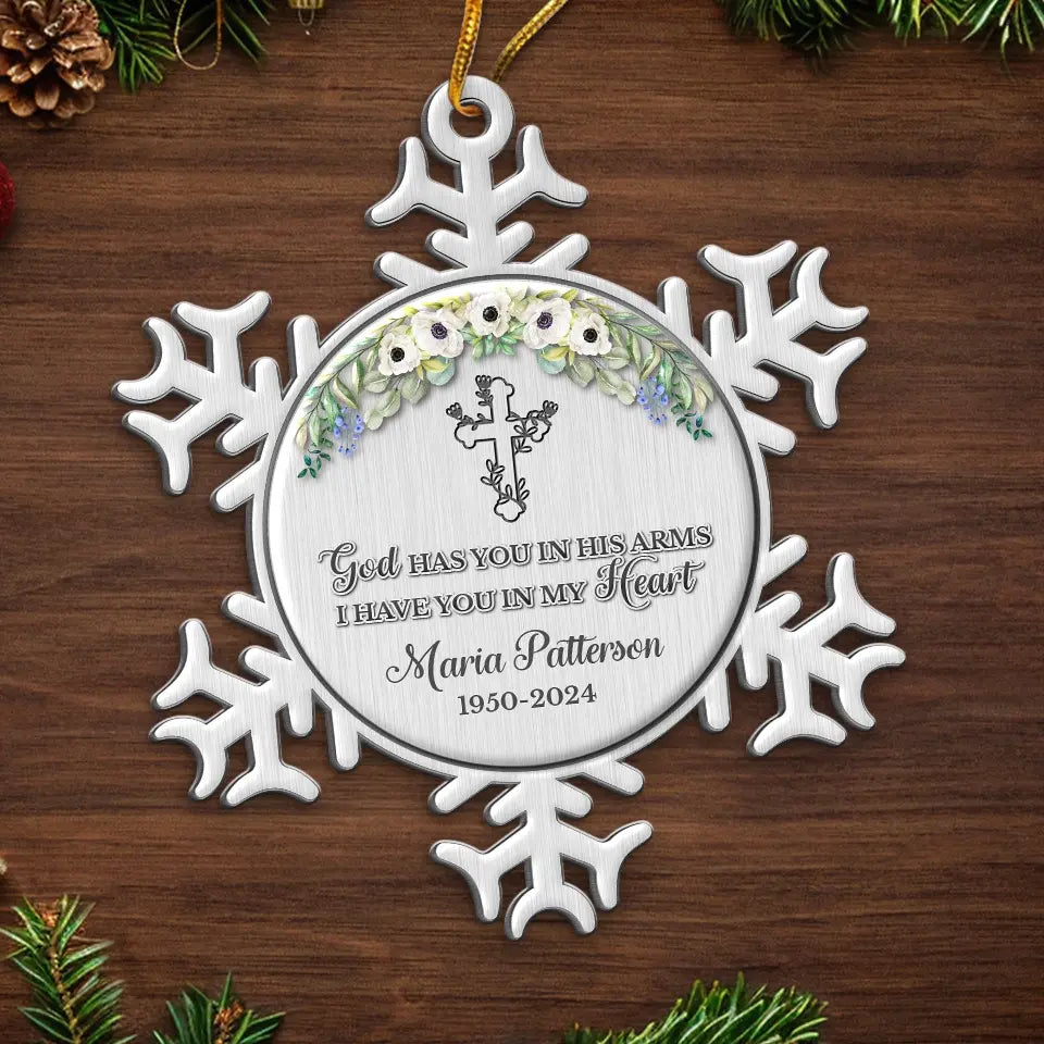 Je t'ai dans mon cœur - Ornement commémoratif personnalisé - Forme personnalisée en métal - Cadeau de condoléances, cadeau de Noël pour les membres de la famille