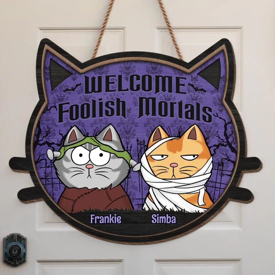 Félin, l'esprit d'Halloween - Panneau en bois personnalisé pour décoration d'intérieur - Cadeau d'Halloween, cadeau de pendaison de crémaillère pour propriétaires et amoureux des animaux