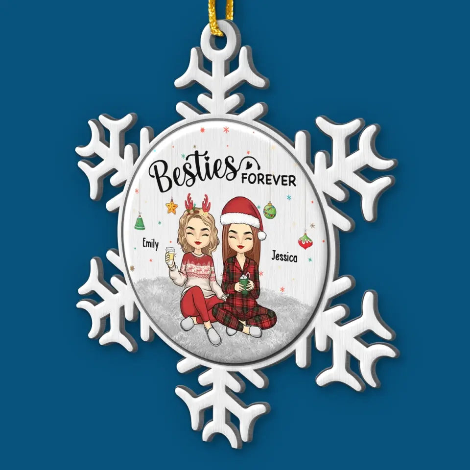 Besties Forever - Décoration personnalisée Bestie - Forme personnalisée en métal - Cadeau de Noël pour meilleures amies, meilleures amies, sœurs
