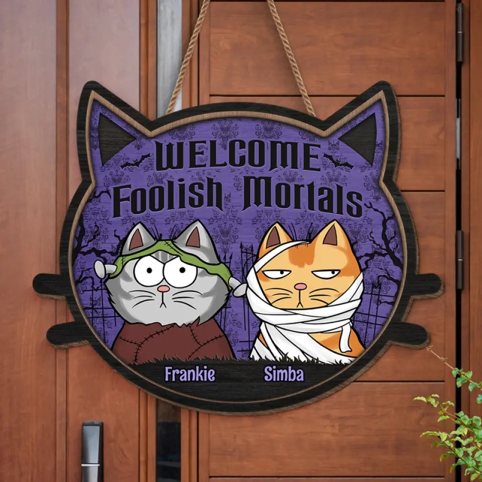 Félin, l'esprit d'Halloween - Panneau en bois personnalisé pour décoration d'intérieur - Cadeau d'Halloween, cadeau de pendaison de crémaillère pour propriétaires et amoureux des animaux