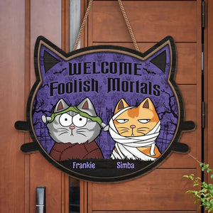 Félin, l'esprit d'Halloween - Panneau en bois personnalisé pour décoration d'intérieur - Cadeau d'Halloween, cadeau de pendaison de crémaillère pour propriétaires et amoureux des animaux