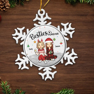 Besties Forever - Décoration personnalisée Bestie - Forme personnalisée en métal - Cadeau de Noël pour meilleures amies, meilleures amies, sœurs