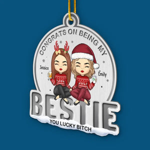 Félicitations pour être ma meilleure amie ! Ornement personnalisé pour meilleure amie ! Forme personnalisée en métal ! Cadeau de Noël pour meilleures amies, meilleures amies et sœurs.