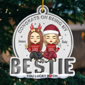Félicitations pour être ma meilleure amie ! Ornement personnalisé pour meilleure amie ! Forme personnalisée en métal ! Cadeau de Noël pour meilleures amies, meilleures amies et sœurs.