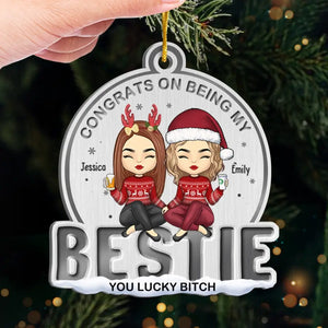 Félicitations pour être ma meilleure amie ! Ornement personnalisé pour meilleure amie ! Forme personnalisée en métal ! Cadeau de Noël pour meilleures amies, meilleures amies et sœurs.