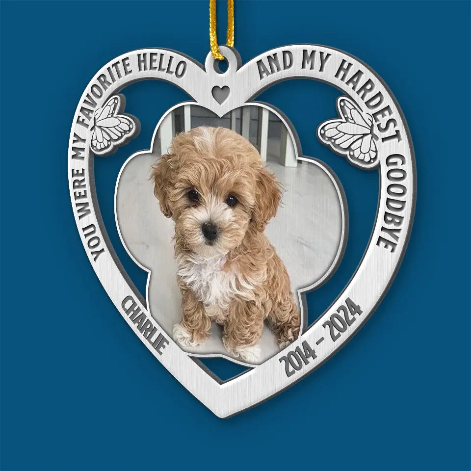 Photo personnalisée « Allée au paradis, à jamais dans nos cœurs » – Ornement commémoratif personnalisé – Forme personnalisée en métal – Cadeau de condoléances, cadeau de Noël pour propriétaires d'animaux et amoureux des animaux