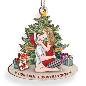 Soyez joyeux chaque jour et ayez une vie heureuse - Ornement personnalisé pour couple - Forme personnalisée en bois - Cadeau de Noël pour mari et femme, anniversaire
