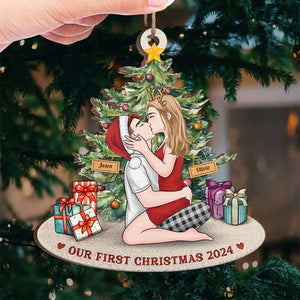 Soyez joyeux chaque jour et ayez une vie heureuse - Ornement personnalisé pour couple - Forme personnalisée en bois - Cadeau de Noël pour mari et femme, anniversaire