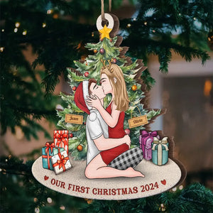 Soyez joyeux chaque jour et ayez une vie heureuse - Ornement personnalisé pour couple - Forme personnalisée en bois - Cadeau de Noël pour mari et femme, anniversaire