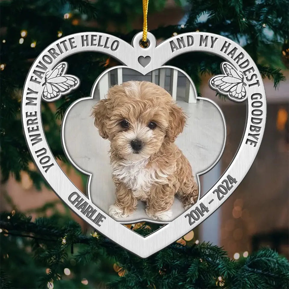 Photo personnalisée « Allée au paradis, à jamais dans nos cœurs » – Ornement commémoratif personnalisé – Forme personnalisée en métal – Cadeau de condoléances, cadeau de Noël pour propriétaires d'animaux et amoureux des animaux