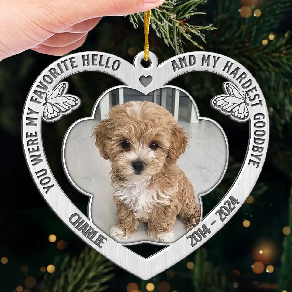 Photo personnalisée « Allée au paradis, à jamais dans nos cœurs » – Ornement commémoratif personnalisé – Forme personnalisée en métal – Cadeau de condoléances, cadeau de Noël pour propriétaires d'animaux et amoureux des animaux