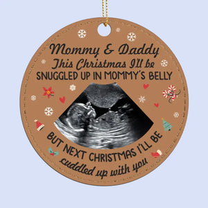 Photo personnalisée Voici le soleil de notre famille - Ornement en cuir personnalisé pour la famille - Cadeau de Noël pour bébé, enfant, nouveau-né