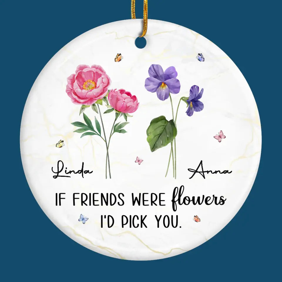 Les amis rendent la vie plus douce - Ornement personnalisé pour meilleure amie - Forme ronde en céramique - Cadeau de Noël pour meilleures amies, meilleures amies, sœurs