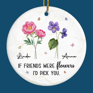Les amis rendent la vie plus douce - Ornement personnalisé pour meilleure amie - Forme ronde en céramique - Cadeau de Noël pour meilleures amies, meilleures amies, sœurs