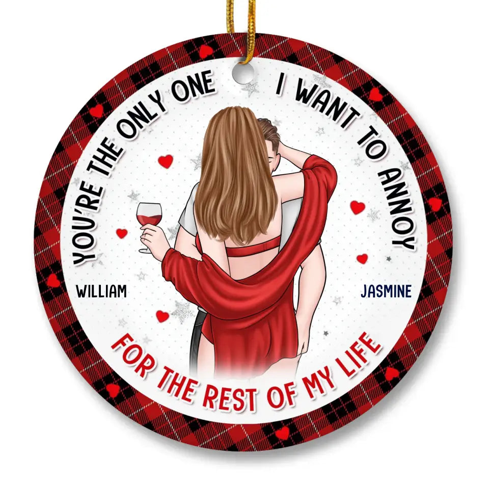 Qu'il neige, je n'ai jamais froid avec toi - Ornement personnalisé pour couple - Forme ronde en céramique - Cadeau de Noël pour mari et femme, anniversaire