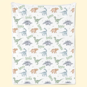 Douce chaleur et adorables dinosaures pour des moments précieux - Couverture familiale personnalisée - Cadeau pour bébé, enfant, nouveau-né