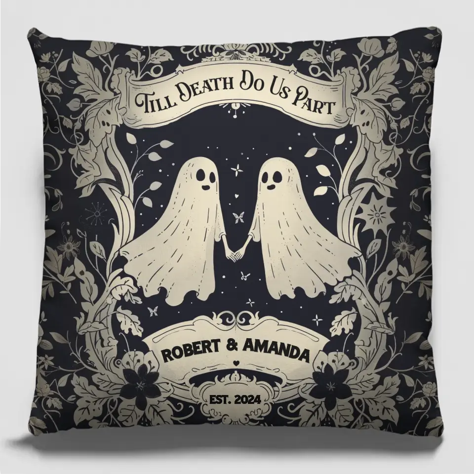 Coussin personnalisé « Hanging With My Boo » pour couple – Cadeau d'Halloween pour mari et femme, anniversaire