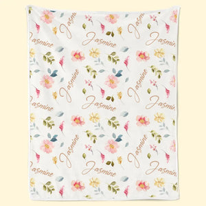 Bébé aime les fleurs éternelles - Couverture personnalisée pour bébé - Cadeau pour bébé, enfant et nouveau-né
