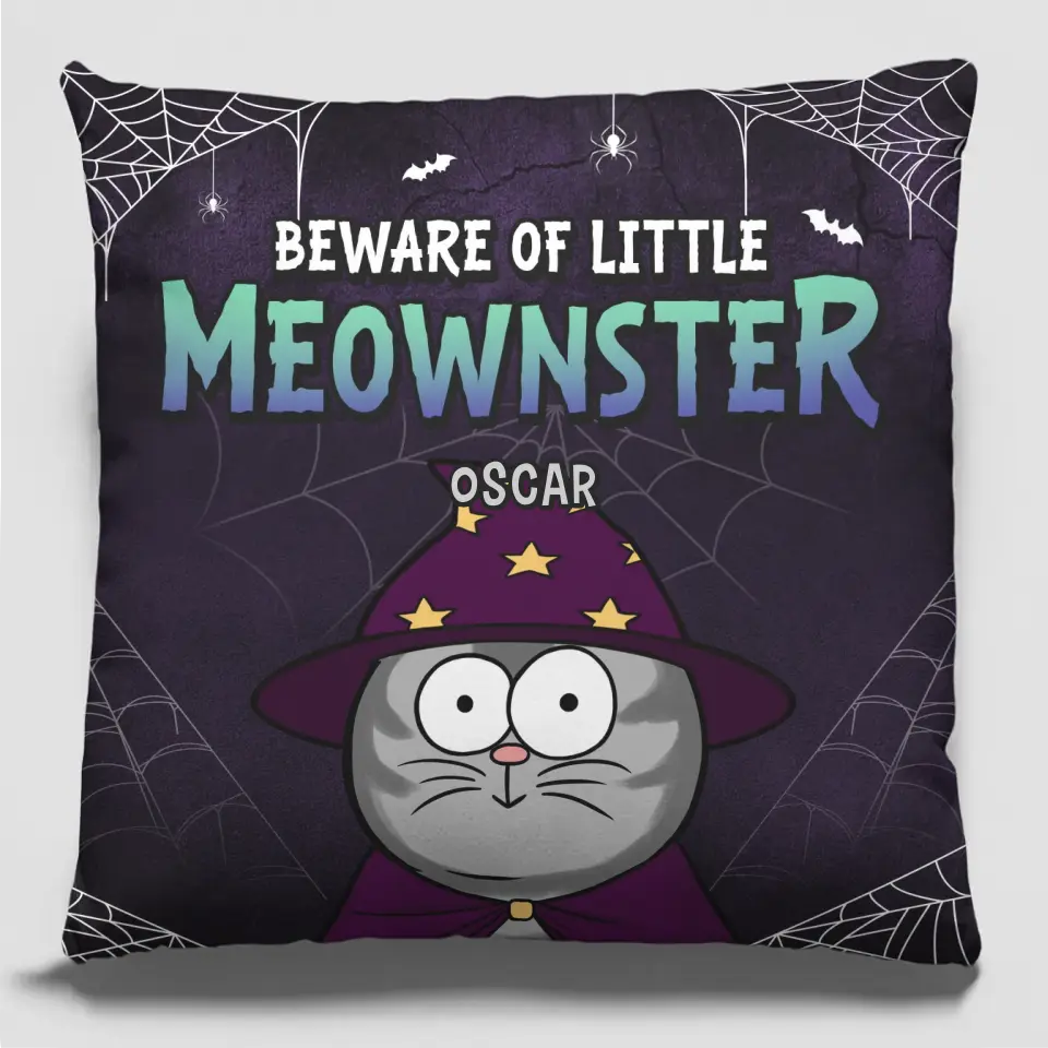 Ces Moewnsters ne se battent pas, ils jugent - Coussin personnalisé pour chat - Cadeau d'Halloween pour les propriétaires d'animaux et les amoureux des animaux