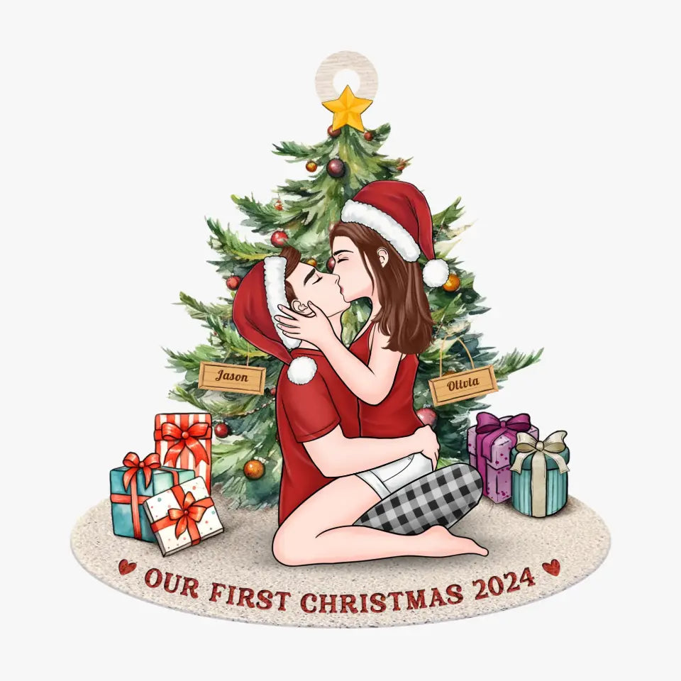 Soyez joyeux chaque jour et ayez une vie heureuse - Ornement personnalisé pour couple - Forme personnalisée en bois - Cadeau de Noël pour mari et femme, anniversaire