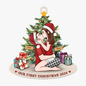 Soyez joyeux chaque jour et ayez une vie heureuse - Ornement personnalisé pour couple - Forme personnalisée en bois - Cadeau de Noël pour mari et femme, anniversaire