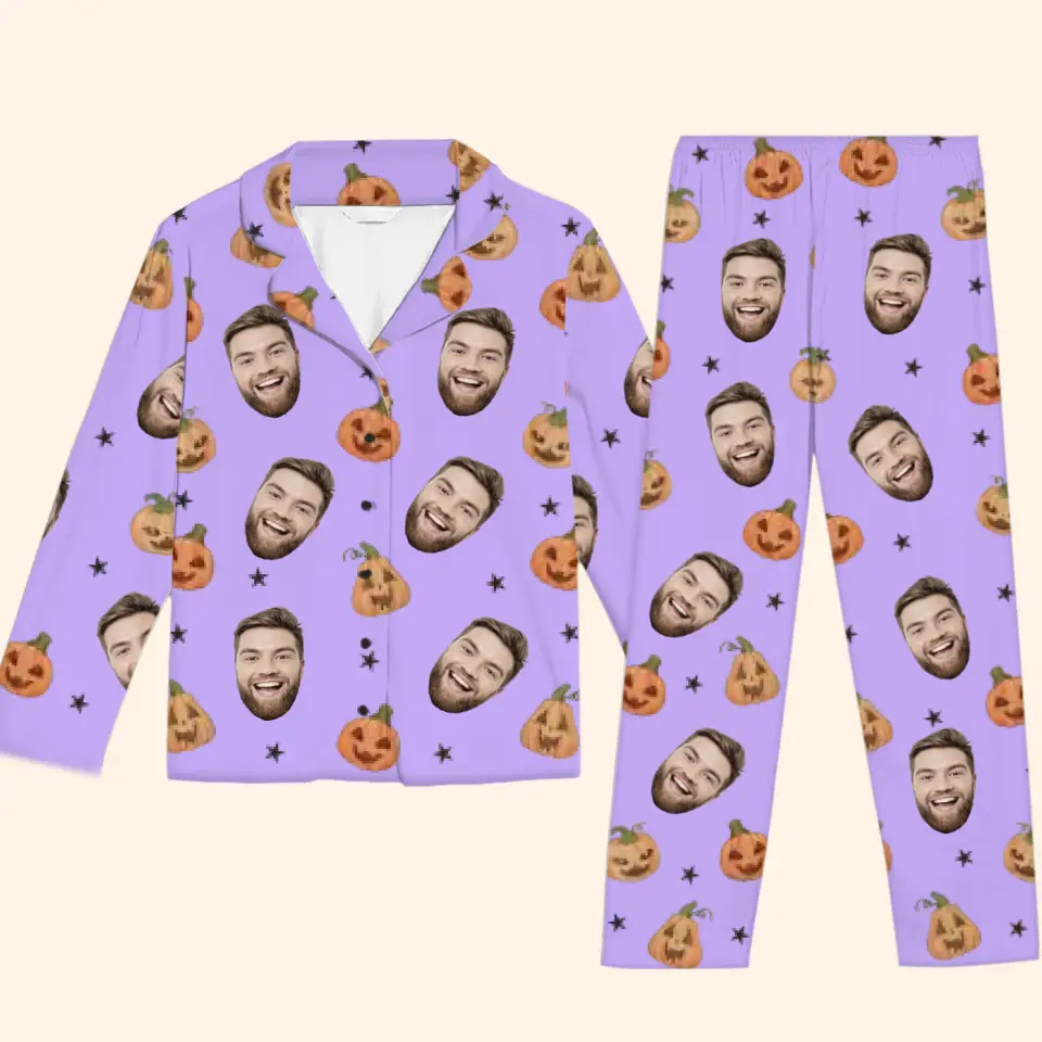 Photo personnalisée Joyeux Halloween - Pyjama personnalisé pour toute la famille - Cadeau d'Halloween pour les membres de la famille