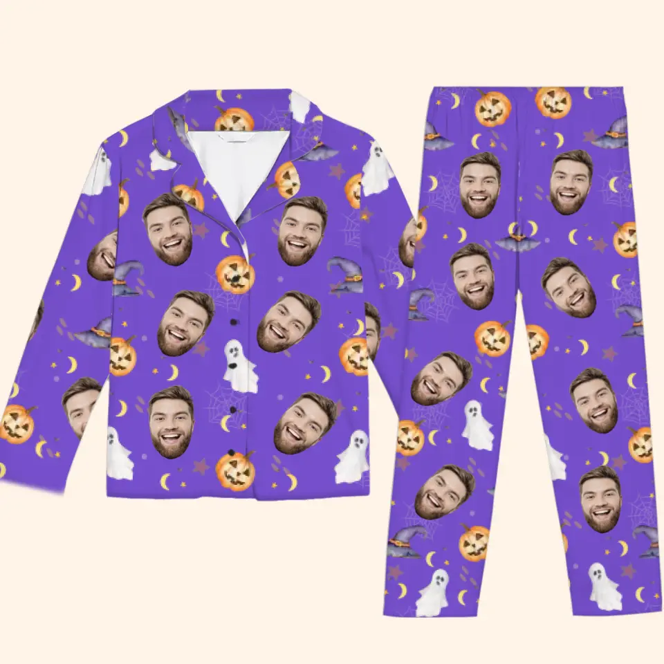 Photo personnalisée Plus la famille est grande, plus la folie est grande - Pyjama personnalisé pour la famille - Cadeau d'Halloween pour les membres de la famille