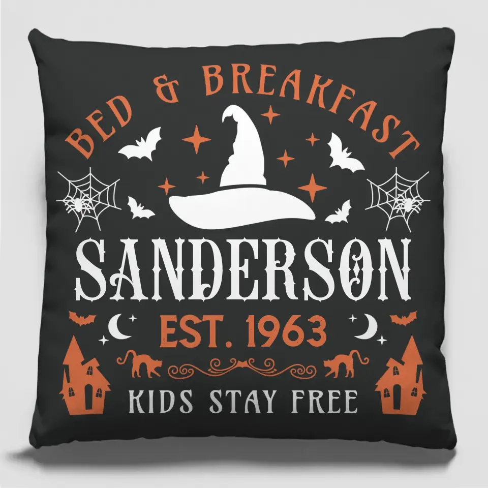 Là où les plaisirs effrayants et les doux rêves se rencontrent - Coussin personnalisé pour la famille - Cadeau d'Halloween pour les membres de la famille