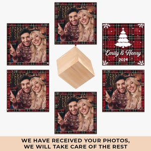 Photo personnalisée sous le gui - Ornement en bois personnalisé pour couple - Cadeau de Noël pour mari et femme, anniversaire