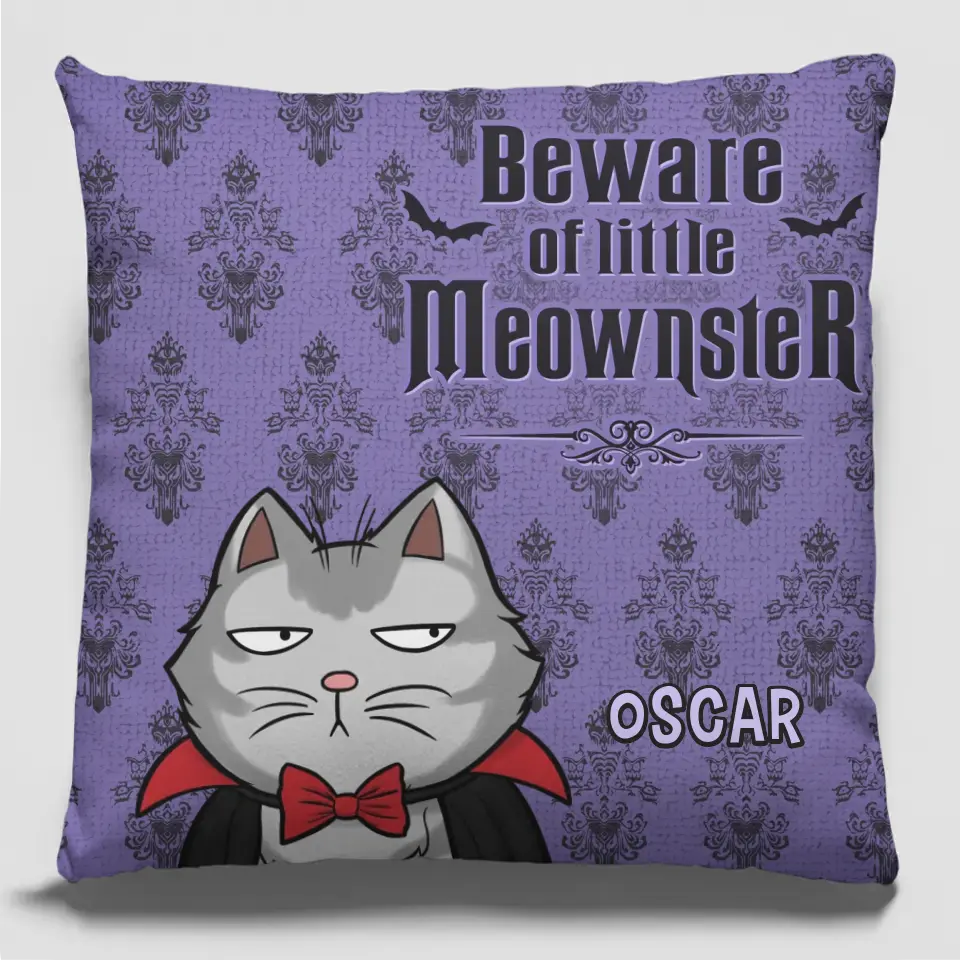 Bienvenue, chers mortels ! Coussin personnalisé pour chat ! Cadeau d'Halloween pour les propriétaires et les amoureux des animaux.