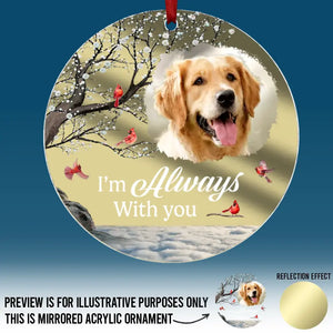 Photo personnalisée « Pour toujours dans mon cœur » – Ornement commémoratif personnalisé en acrylique miroir – Cadeau de condoléances, cadeau de Noël pour les propriétaires d'animaux et les amoureux des animaux