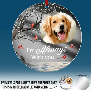 Photo personnalisée « Pour toujours dans mon cœur » – Ornement commémoratif personnalisé en acrylique miroir – Cadeau de condoléances, cadeau de Noël pour les propriétaires d'animaux et les amoureux des animaux