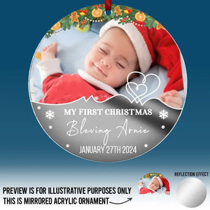 Photo personnalisée « Mon petit lutin répand la joie de Noël ! » – Décoration familiale personnalisée en acrylique miroir – Cadeau de Noël pour bébé, enfant et nouveau-né
