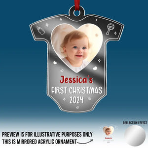 Décoration de Noël personnalisée avec photo - Décoration de Noël personnalisée en acrylique miroir - Cadeau de Noël pour bébé, enfant et nouveau-né