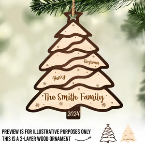 La famille complète Noël - Décoration de Noël personnalisée en bois à deux couches - Cadeau de Noël pour les membres de la famille