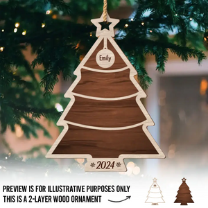 Bénédictions à notre famille pour les fêtes de fin d'année - Décoration de Noël en bois personnalisée à 2 couches - Cadeau de Noël pour les membres de la famille