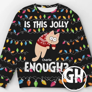 Mon chat est le véritable esprit de Noël - Sweat-shirt moche personnalisé pour chat - Pull en laine unisexe - Cadeau de Noël pour les propriétaires et les amoureux des animaux