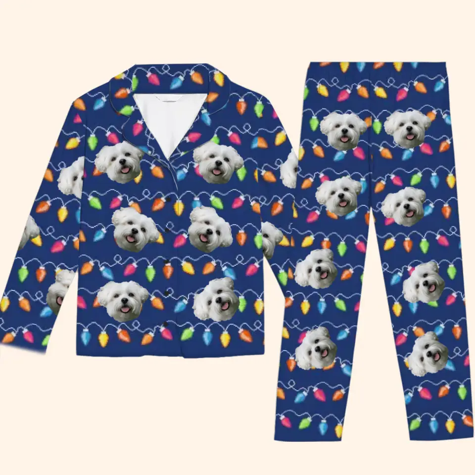 Pyjama personnalisé avec photo « Remue la queue jusqu'à Noël » - Pyjama personnalisé pour chien et chat - Cadeau de Noël pour propriétaires et amoureux des animaux