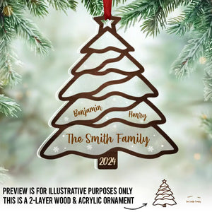 Les familles sont le plus beau cadeau de Noël ! Décoration de Noël personnalisée en bois et acrylique.