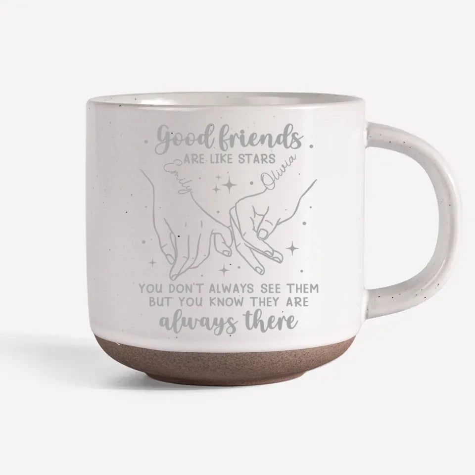 Les bons amis sont comme des étoiles - Mug en poterie personnalisé Bestie - Cadeau pour meilleures amies, meilleures amies, sœurs