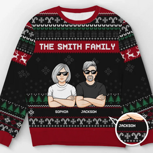 La famille où la vie commence et où l'amour ne finit jamais - Sweat-shirt personnalisé pour la famille - Pull en laine unisexe - Cadeau de Noël pour les membres de la famille
